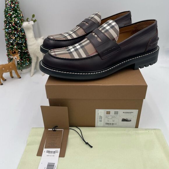 Men’s Burberry vintage check penny loafers size 43 made in Italy - Picture 2 of 7
